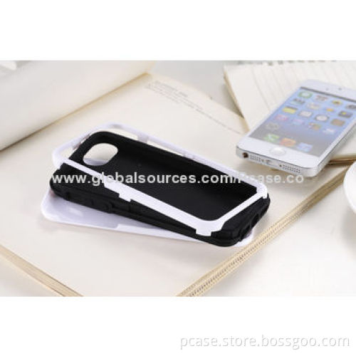 Combo Case for iPhone 5, Soft Silicone Inside, Hard PC Outside, Three-in-one